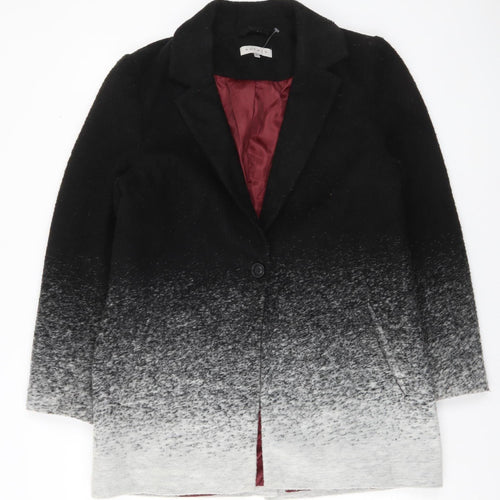 Nutmeg Womens Black Grey Ombre Mid-Length Coat Size 12