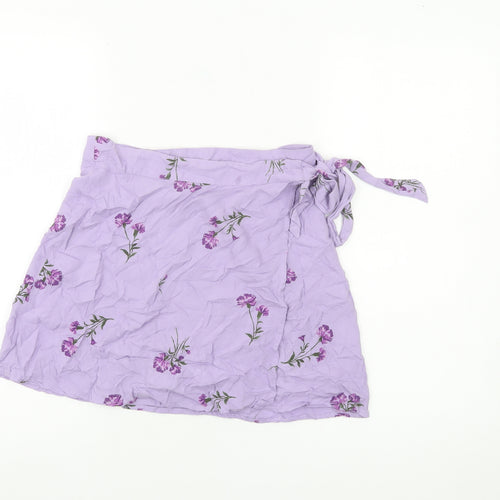BP. Women’s Purple Floral Wrap Short Skirt XS Viscose Summer