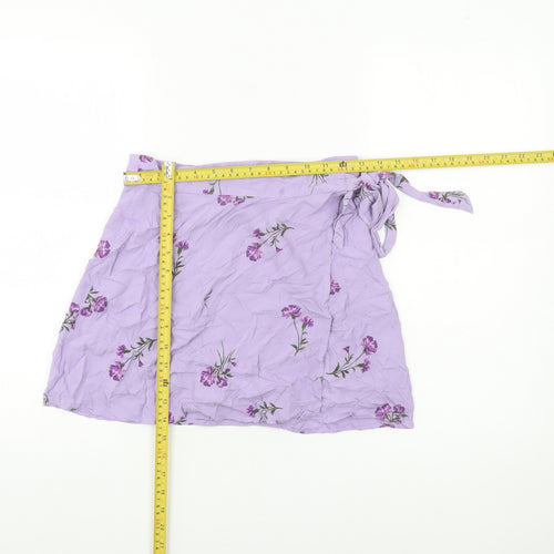 BP. Women’s Purple Floral Wrap Short Skirt XS Viscose Summer