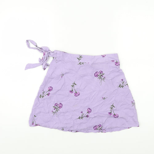 BP. Women’s Purple Floral Wrap Short Skirt XS Viscose Summer