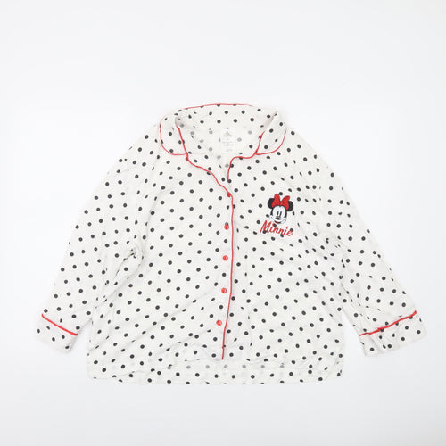 Disney Women’s White Polka Dot Minnie Mouse Pyjama Top XL