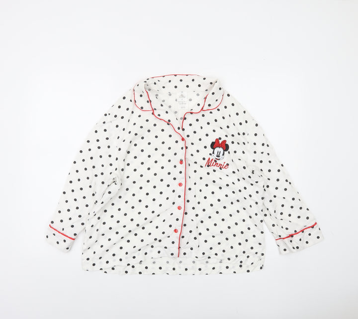 Disney Women’s White Polka Dot Minnie Mouse Pyjama Top XL