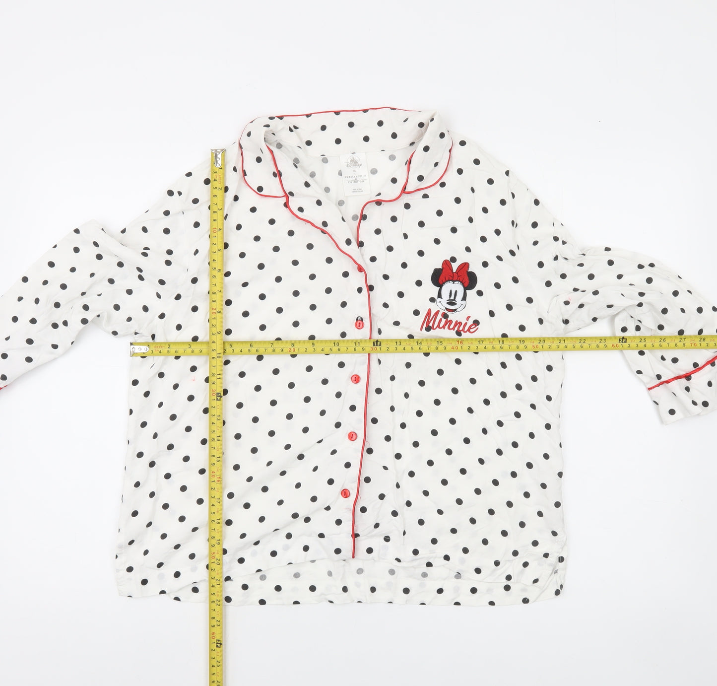 Disney Women’s White Polka Dot Minnie Mouse Pyjama Top XL