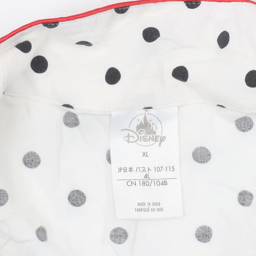 Disney Women’s White Polka Dot Minnie Mouse Pyjama Top XL
