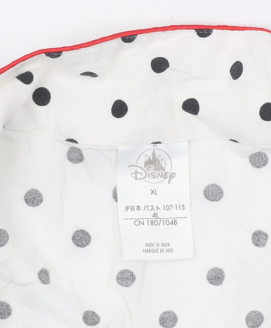 Disney Women’s White Polka Dot Minnie Mouse Pyjama Top XL