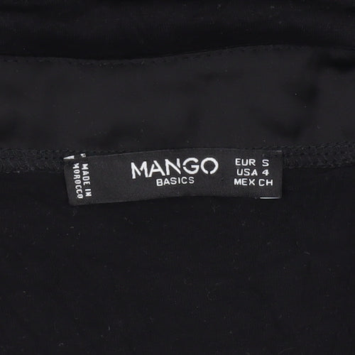 Mango Women Black Tunic Blouse V-Neck Size 8 3/4 Sleeve
