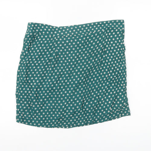 White Stuff Women’s Green Viscose A-Line Skirt Size 10 Floral Knee Length