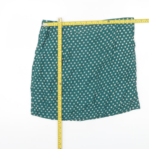 White Stuff Women’s Green Viscose A-Line Skirt Size 10 Floral Knee Length