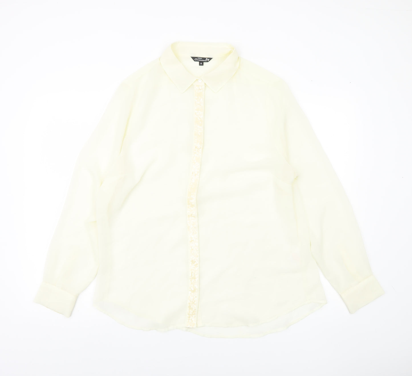 Papaya Women’s Ivory Button Blouse Size 18 Long Sleeve Lightweight