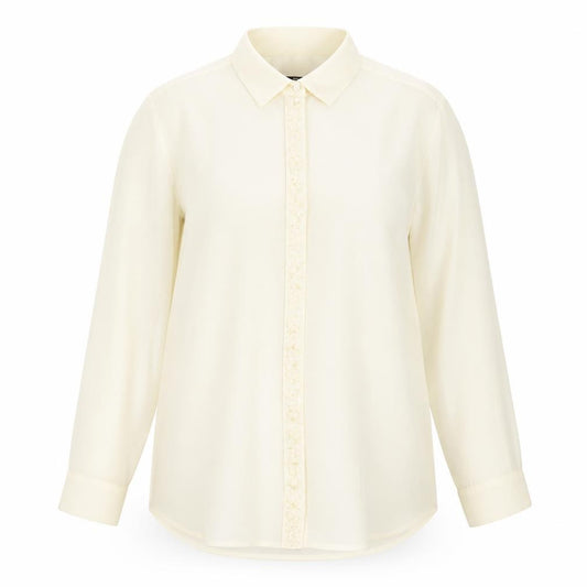 Front view of Papaya Women’s Ivory Button Blouse, size UK 18, Long Sleeve Lightweight