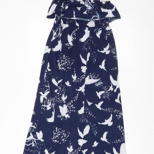 Miso Women’s Blue Maxi Strapless Summer Dress Size 10
