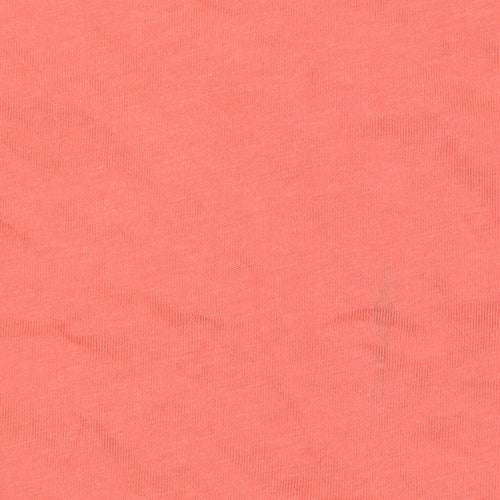 Tommy Jeans Women Orange S Cotton Crew Neck Logo T-Shirt