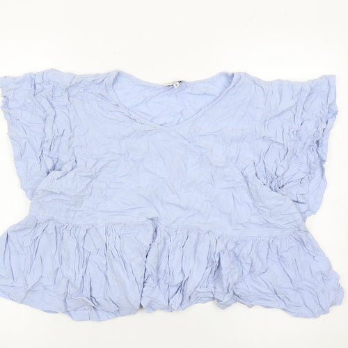 Cerulean Blue Diamond Women’s Blue XL Tunic Ruffle Blouse