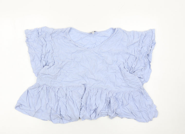 Cerulean Blue Diamond Women’s Blue XL Tunic Ruffle Blouse