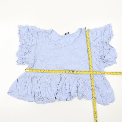 Cerulean Blue Diamond Women’s Blue XL Tunic Ruffle Blouse