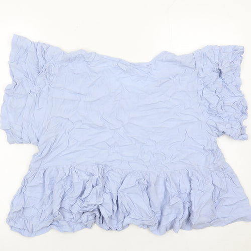 Cerulean Blue Diamond Women’s Blue XL Tunic Ruffle Blouse