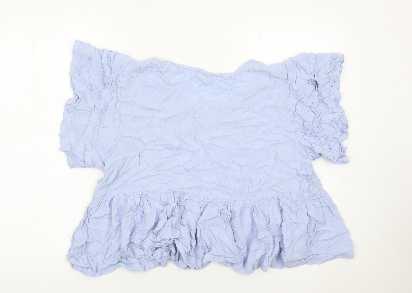 Cerulean Blue Diamond Women’s Blue XL Tunic Ruffle Blouse