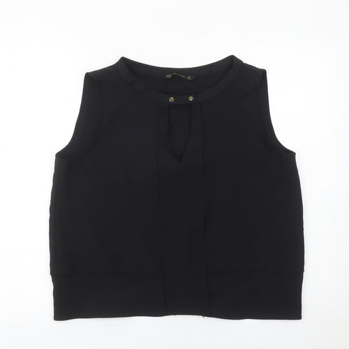Zara Women Black XL Sleeveless Basic Blouse Polyester Blend