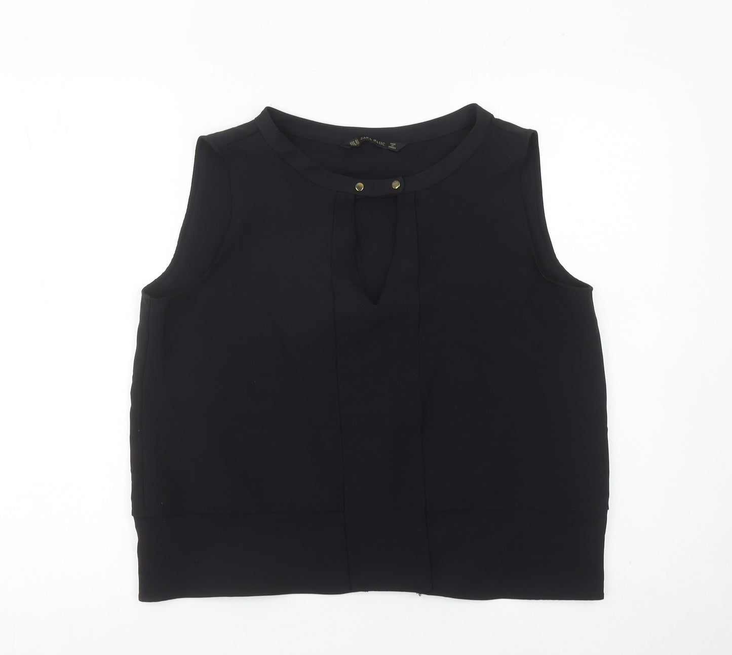 Zara Women Black XL Sleeveless Basic Blouse Polyester Blend