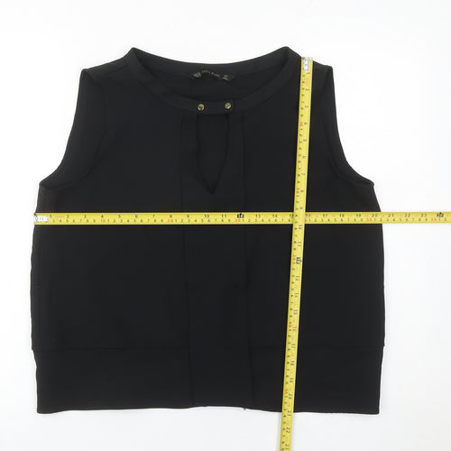 Zara Women Black XL Sleeveless Basic Blouse Polyester Blend