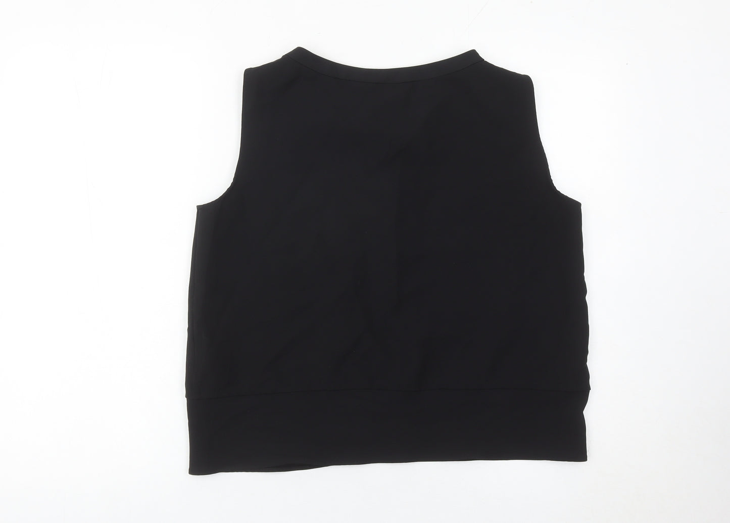 Zara Women Black XL Sleeveless Basic Blouse Polyester Blend