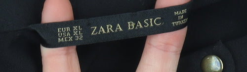 Zara Women Black XL Sleeveless Basic Blouse Polyester Blend