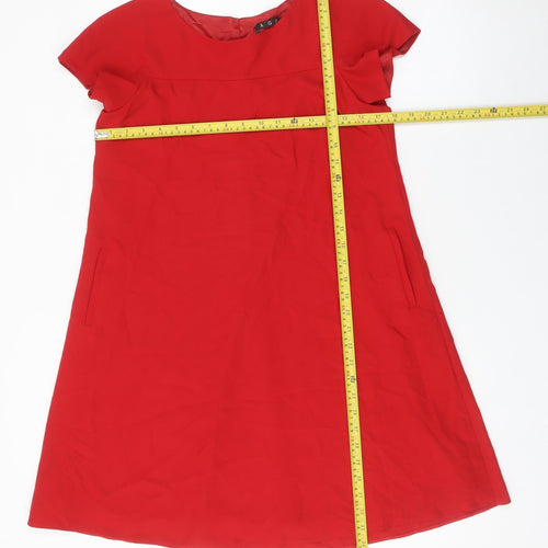 AGGI Women’s Red Shift Dress Size 8 Short Sleeve Round Neck