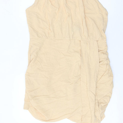 PrettyLittleThing Women’s Beige Halter Bodycon Dress Size 16