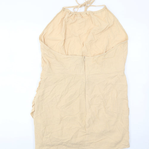 PrettyLittleThing Women’s Beige Halter Bodycon Dress Size 16