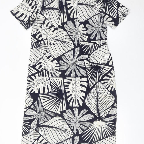 White Stuff Women’s Black Leaf Print Shift Dress Size 12