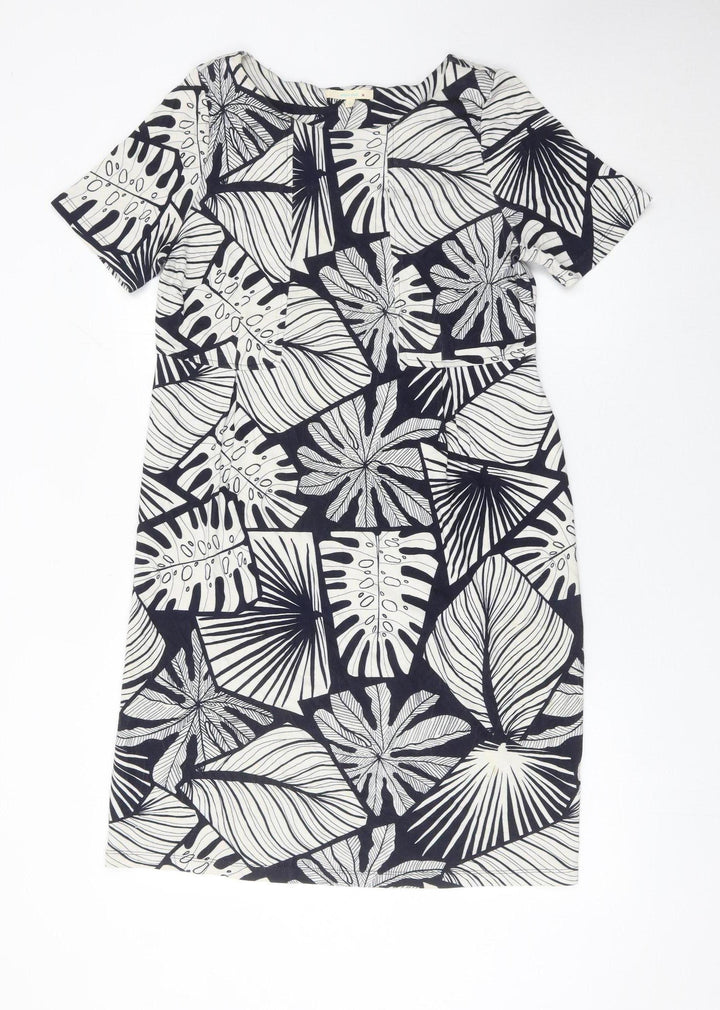 White Stuff Women’s Black Leaf Print Shift Dress Size 12