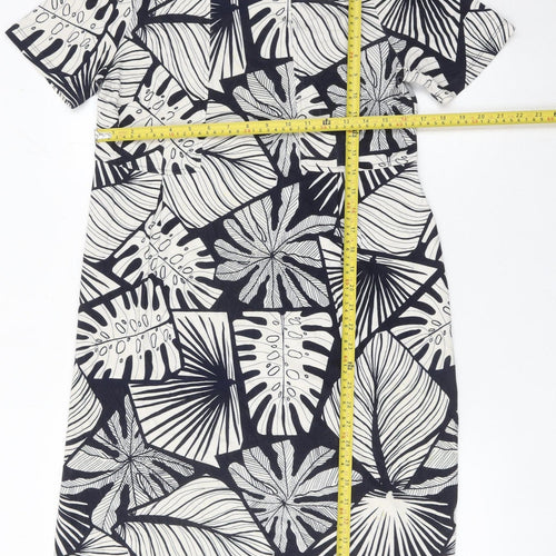 White Stuff Women’s Black Leaf Print Shift Dress Size 12