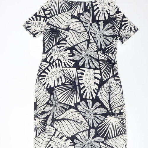 White Stuff Women’s Black Leaf Print Shift Dress Size 12