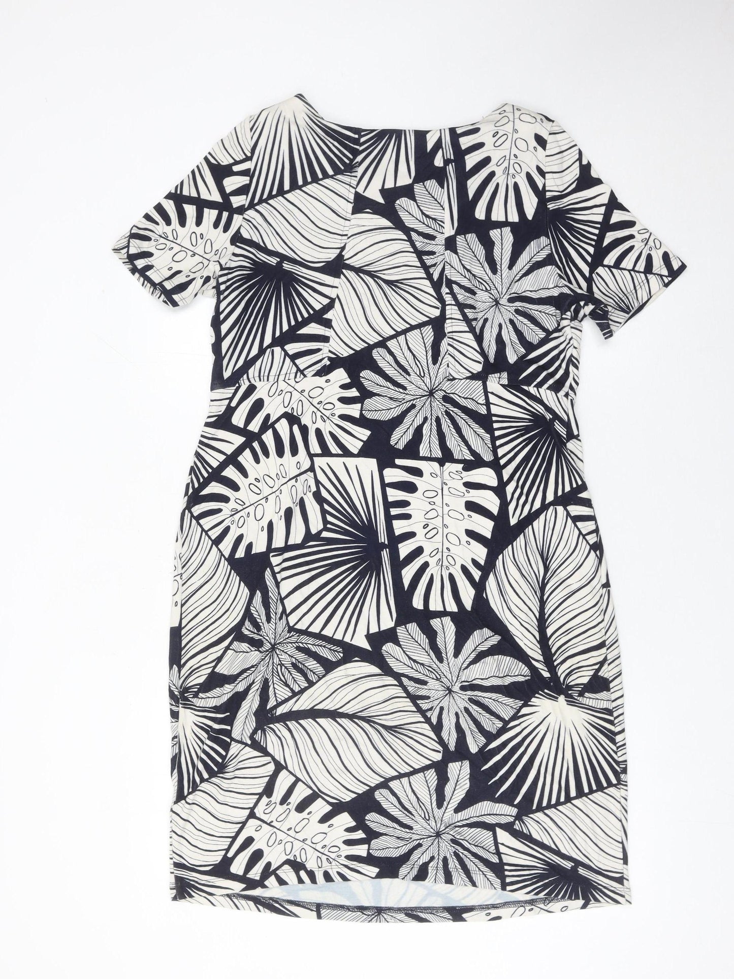 White Stuff Women’s Black Leaf Print Shift Dress Size 12