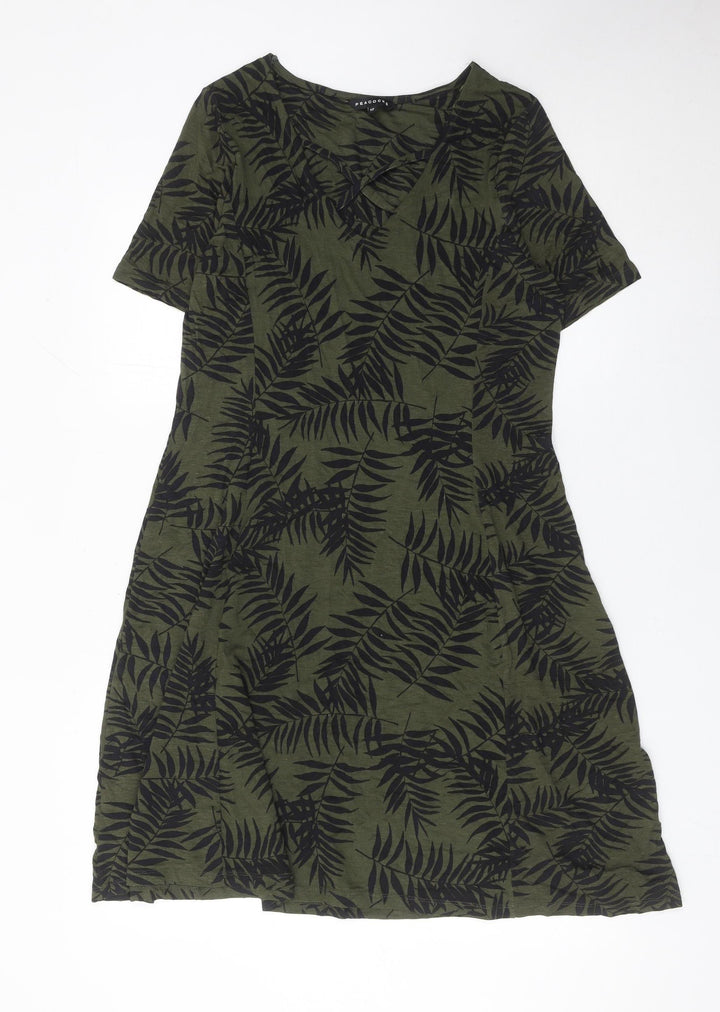 Peacocks Womens Green A-Line Knee Length Dress Size 12