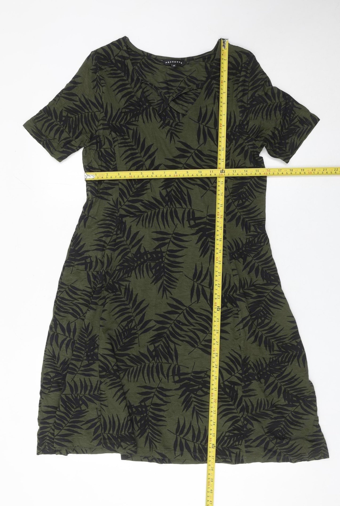 Peacocks Womens Green A-Line Knee Length Dress Size 12