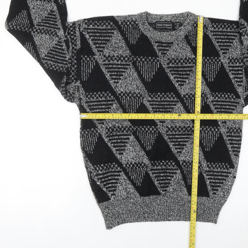 Peter England Men’s Black XL Geometric Wool Blend Jumper