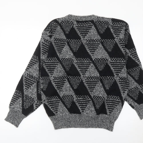 Peter England Men’s Black XL Geometric Wool Blend Jumper