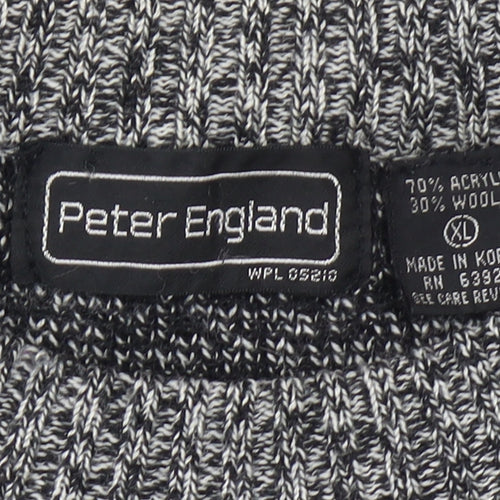 Peter England Men’s Black XL Geometric Wool Blend Jumper