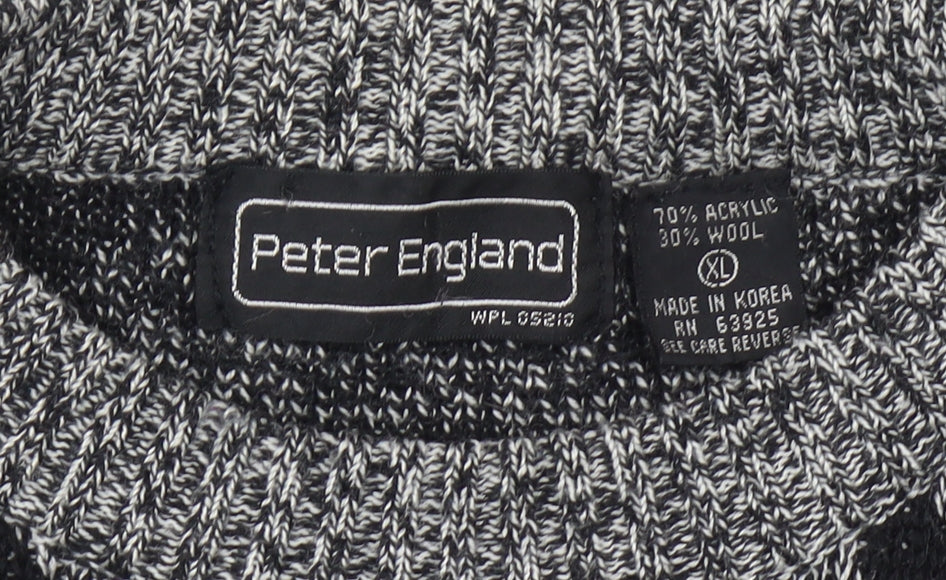 Peter England Men’s Black XL Geometric Wool Blend Jumper