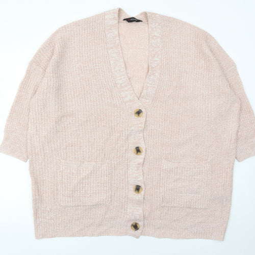 Yours Women’s Pink Plus Size 18-20 V-Neck Chunky Knit Cardigan