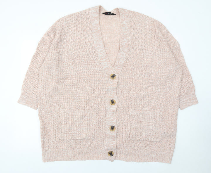 Yours Women’s Pink Plus Size 18-20 V-Neck Chunky Knit Cardigan
