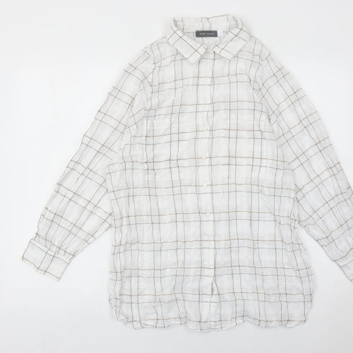 Mint Velvet Women’s White Check Button-Up Shirt Long Sleeve Size S