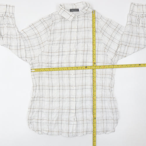 Mint Velvet Women’s White Check Button-Up Shirt Long Sleeve Size S