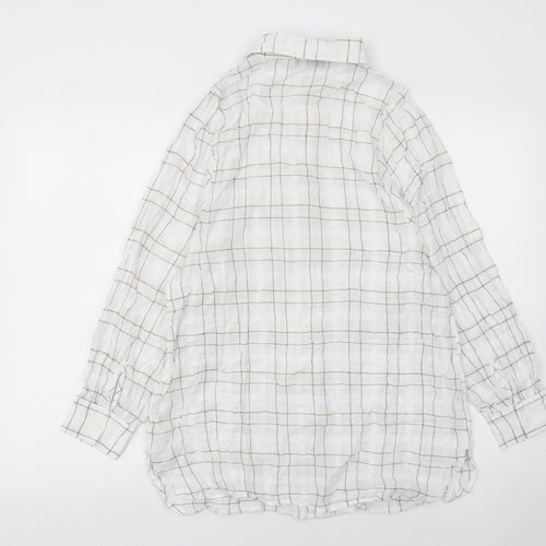 Mint Velvet Women’s White Check Button-Up Shirt Long Sleeve Size S