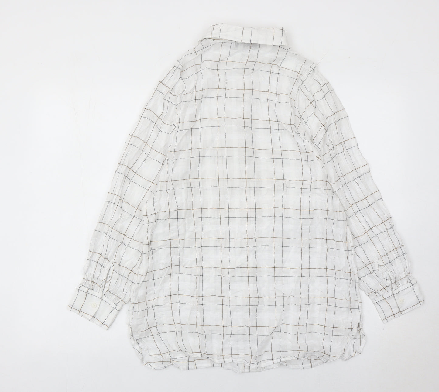 Mint Velvet Women’s White Check Button-Up Shirt Long Sleeve Size S