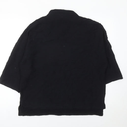 French Connection Women Black XS Mock Neck 3/4 Sleeve Blouse