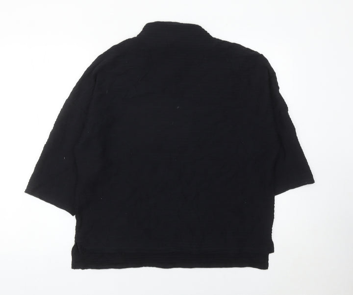 French Connection Women Black XS Mock Neck 3/4 Sleeve Blouse