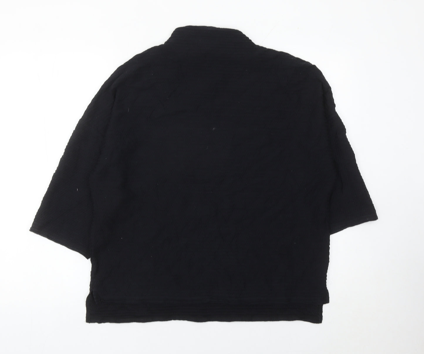 French Connection Women Black XS Mock Neck 3/4 Sleeve Blouse