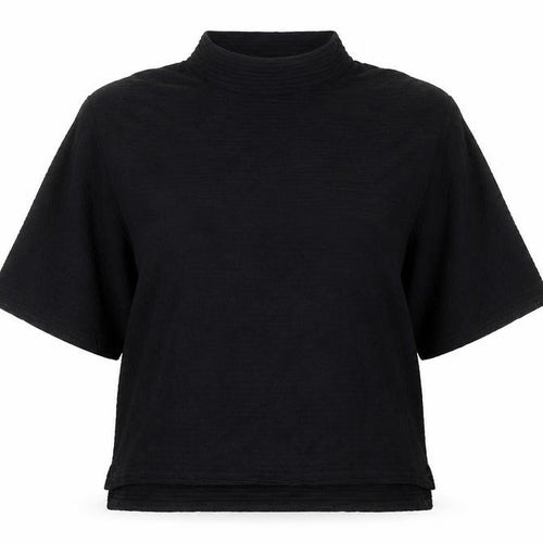 French Connection Women Black XS Mock Neck 3/4 Sleeve Blouse